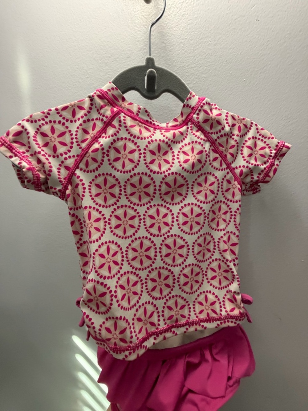 Gymboree Pink and White Patterned Rash Guard Swim Set